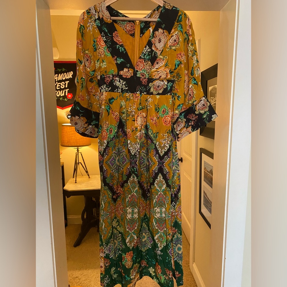 NWT Anthropologie Orange Motif Delia Dress